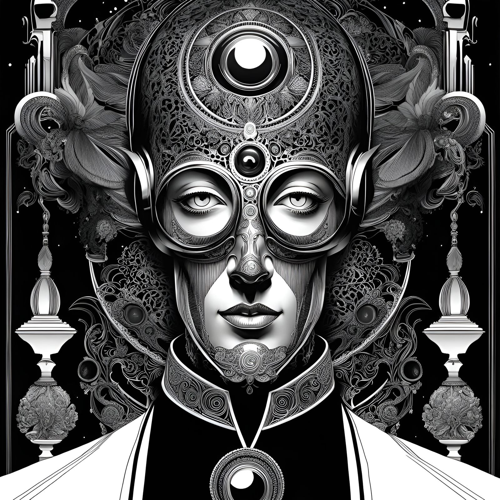 Monochrome Macabre Portrait with Shallow Depth of Field