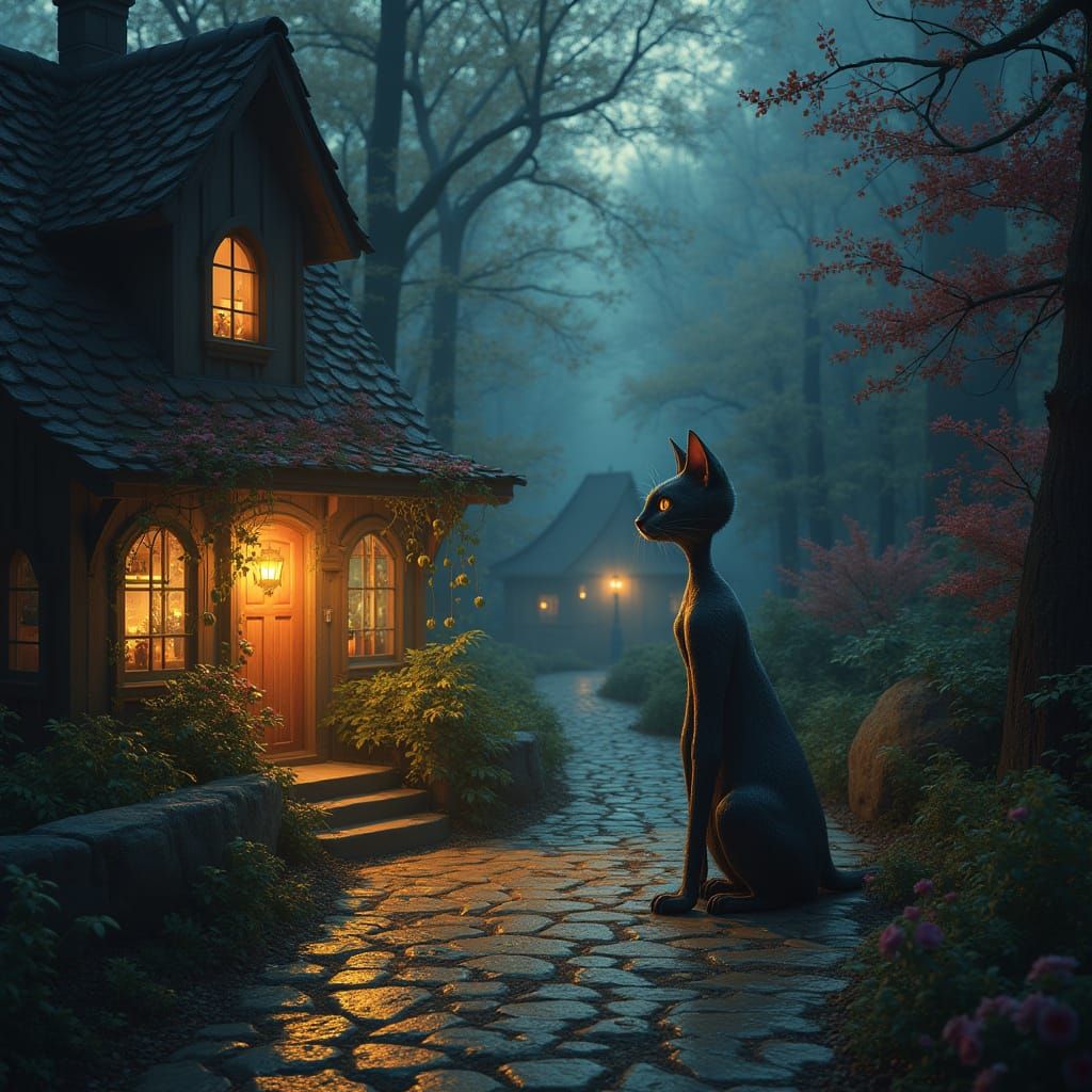 Surreal Cats in a Hauntingly Beautiful Volumetric Lighting S...