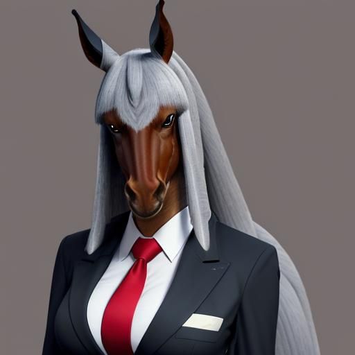 Anime Furry Horse Girl in Business Suit