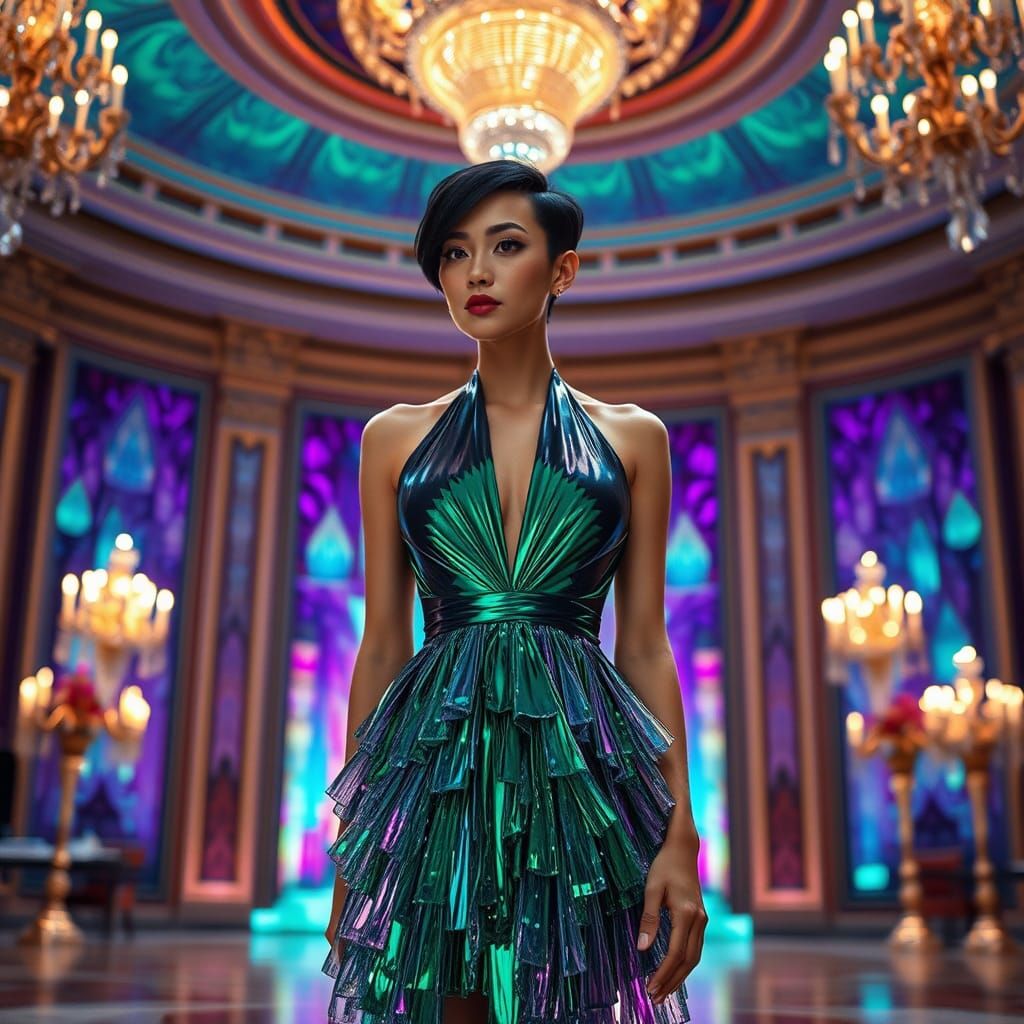 Crystalline Dress in Opulent Ballroom