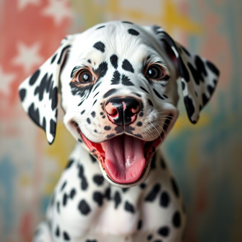 Painted Dalmatian Puppy with a Huge Smile
