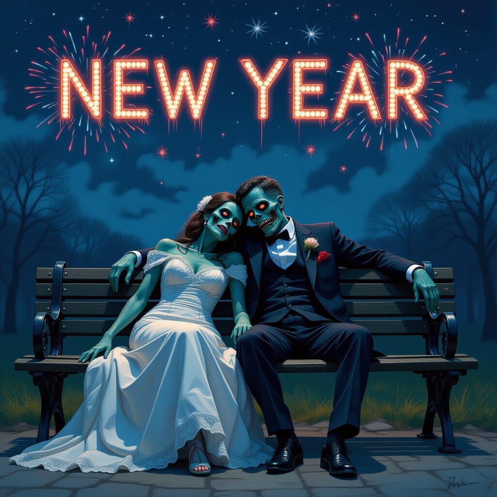 Zombie Couple's Melancholy New Year Fireworks