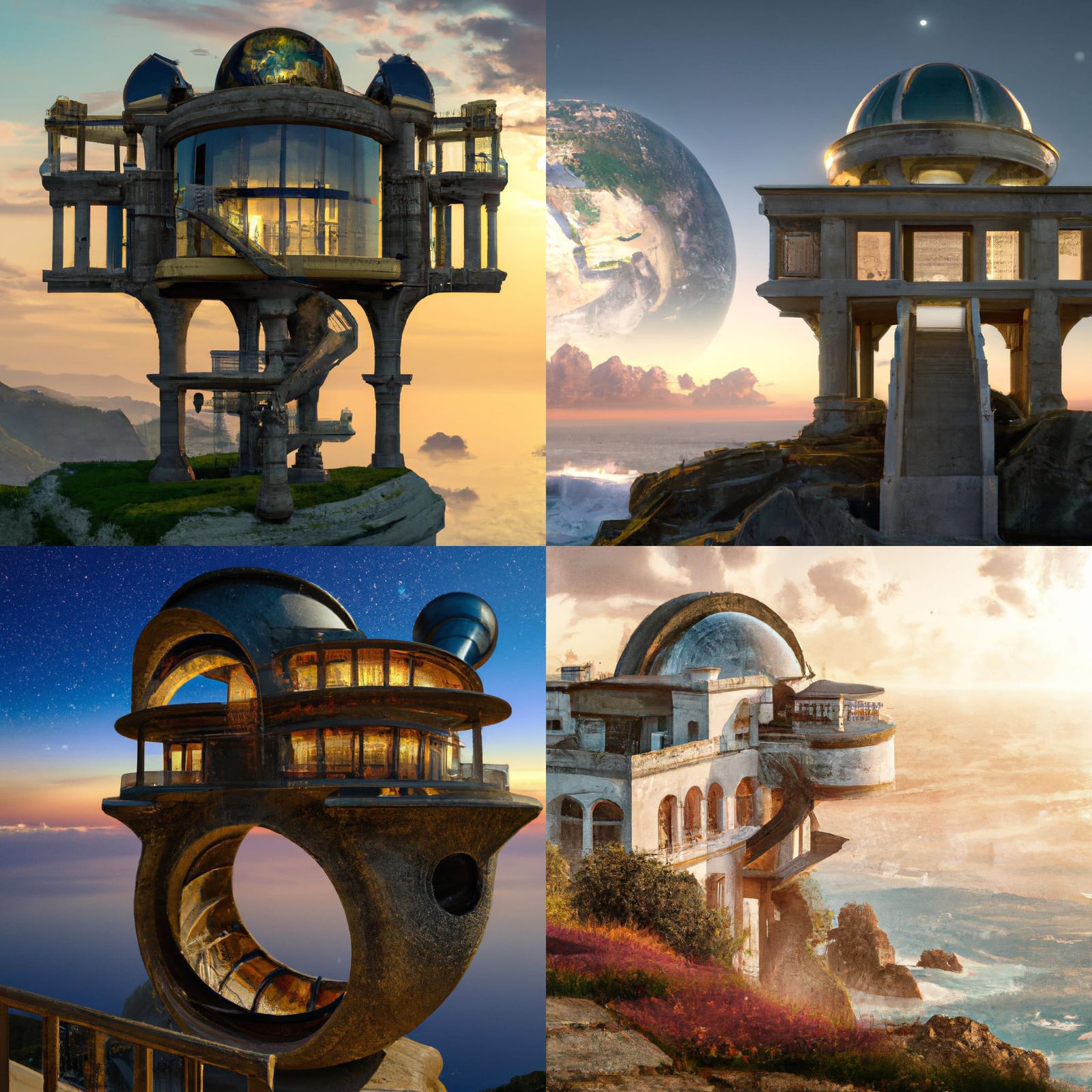 Epic Fantasy Observatory Overlooking a Vast Ocean