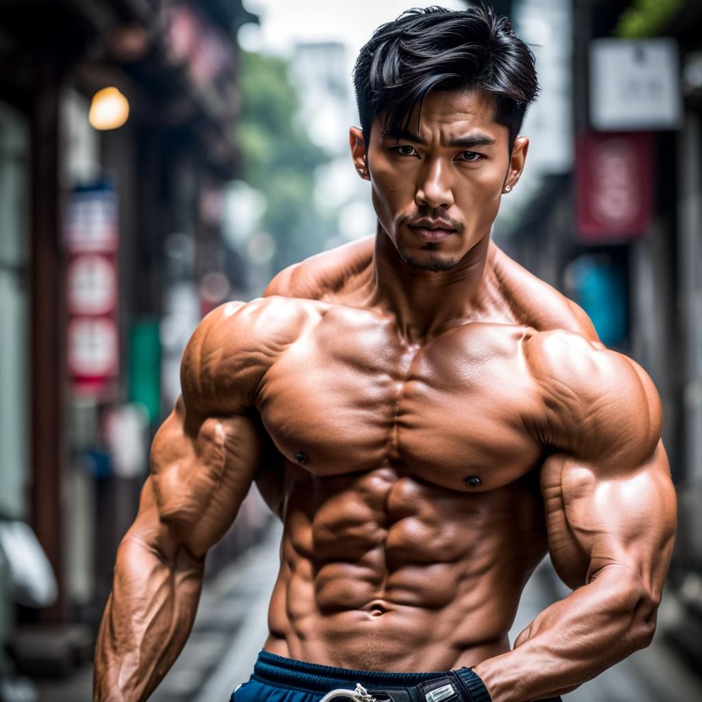 Hot Shirtless Asian Man