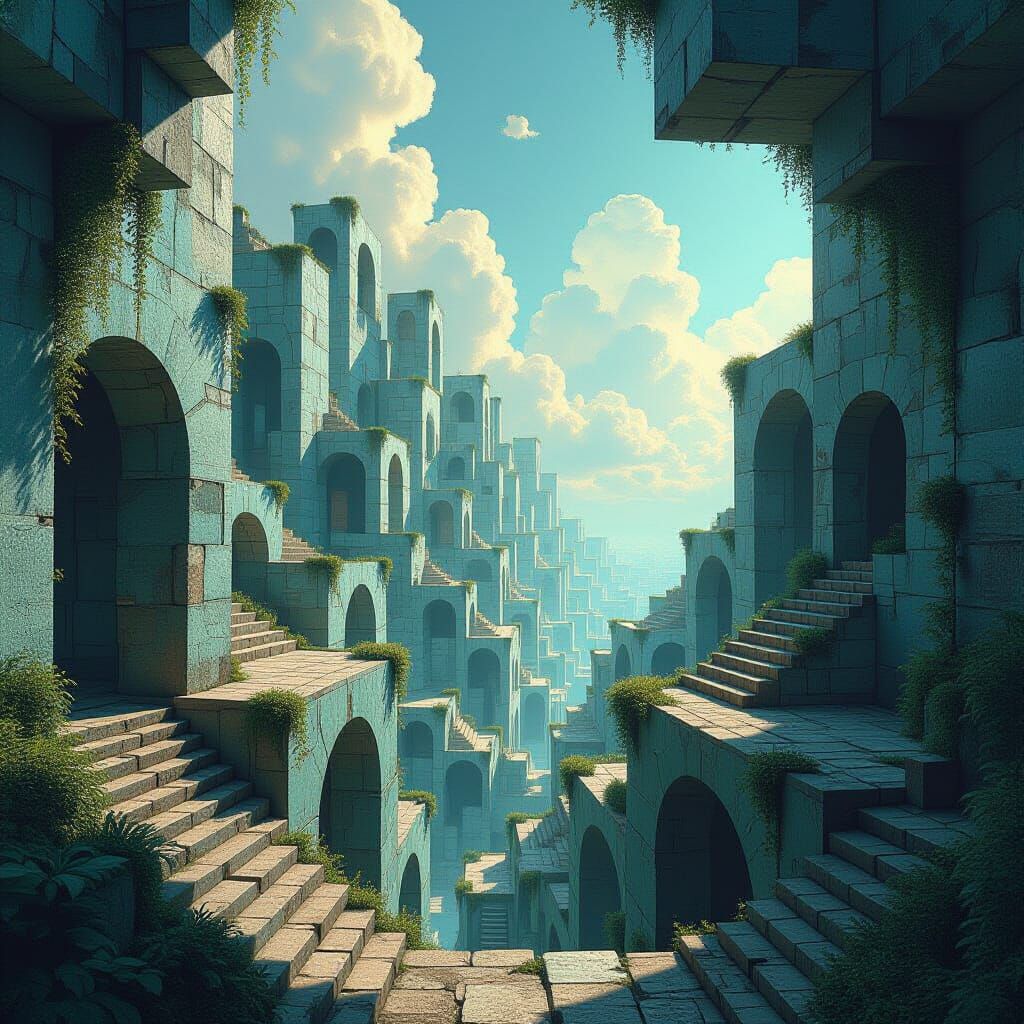 Escher-Inspired Impossible Architecture Dreamscape