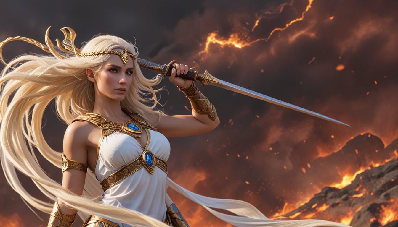 Norse Goddess Valkyrie in Regal Splendor