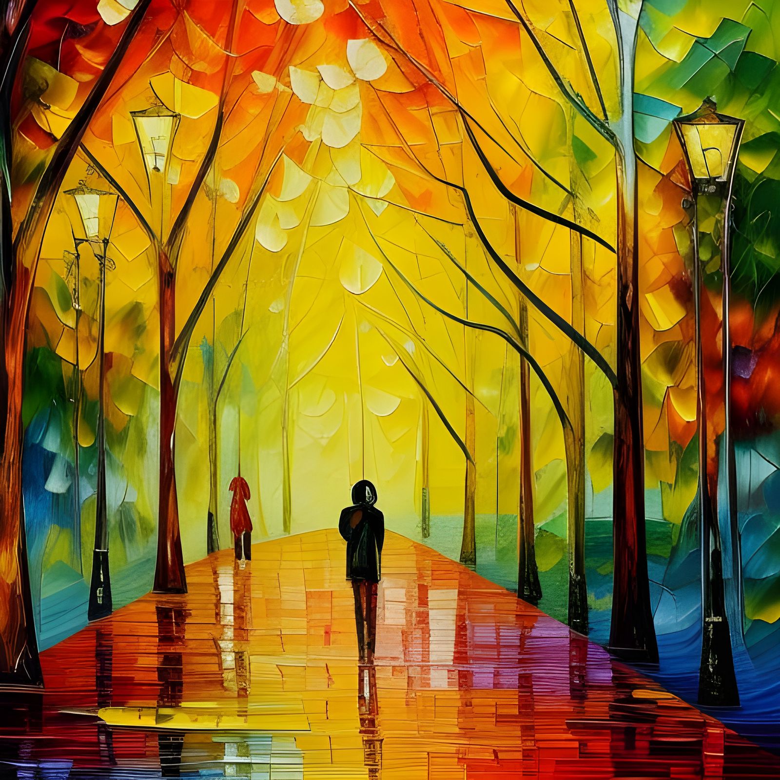 Four Seasons: Neo-Impressionist Oil Painting