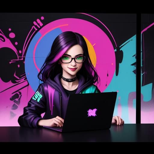 Graffiti Art: Woman and Mysterious Silhouette