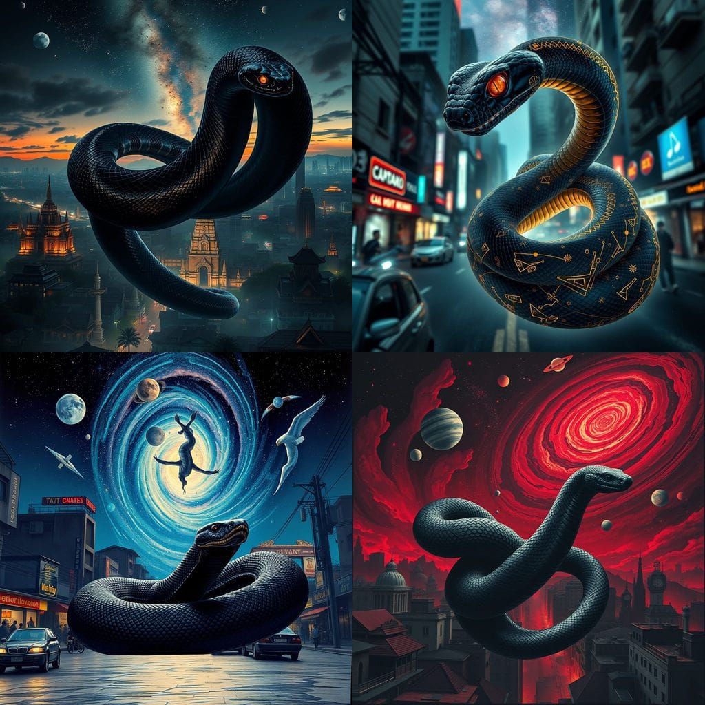 Surreal Black Mamba Conjures Cosmic Symphony in Ancient Laos...
