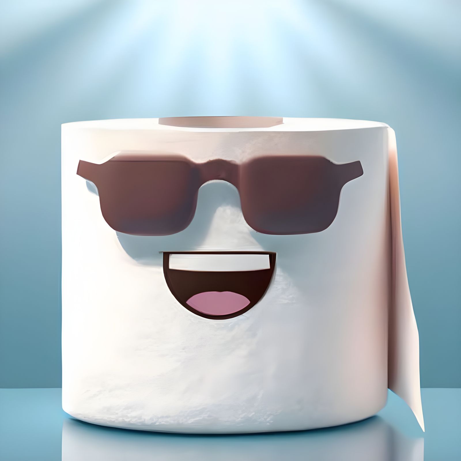 Smiling Toilet Paper Roll in Pixar Style