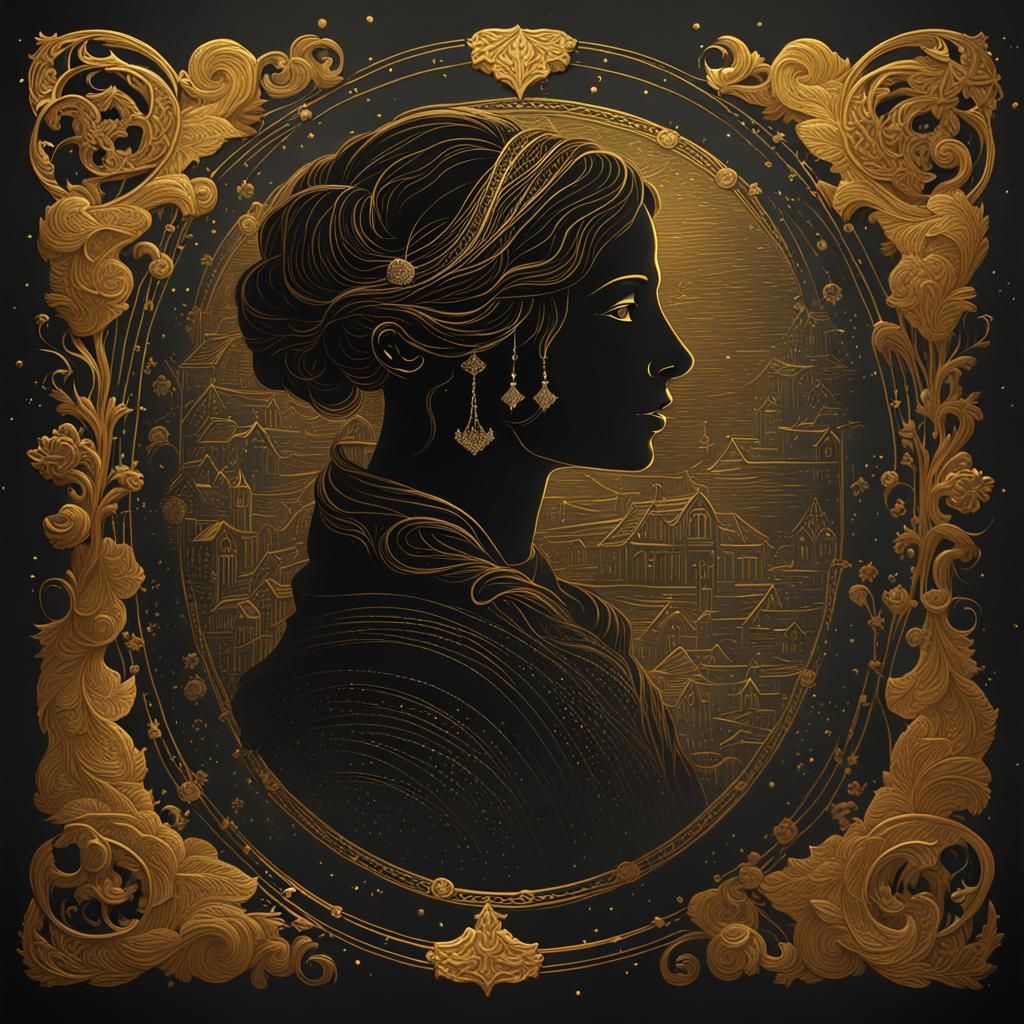 Shakespeare Sonnet Silhouette in Gold on Dark