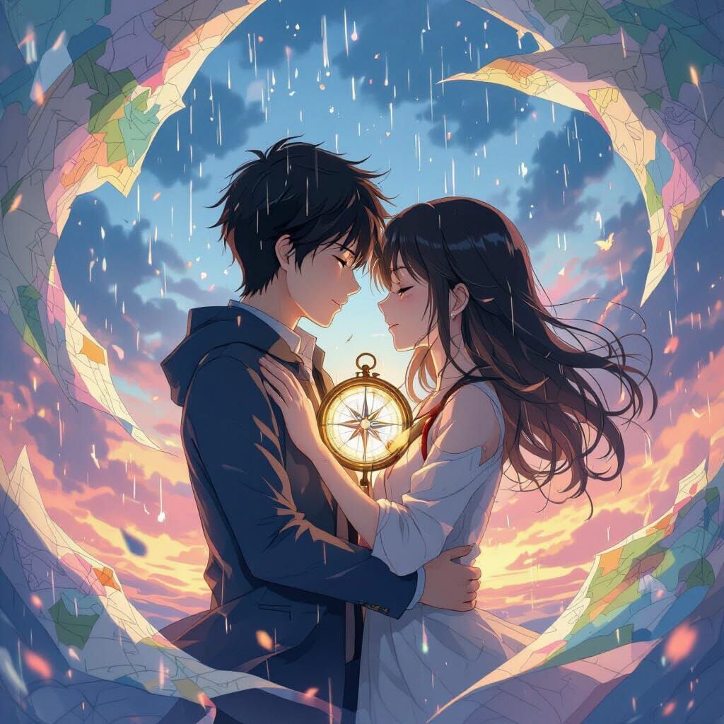 Anime Scene: Lovers in an Electrifying Storm