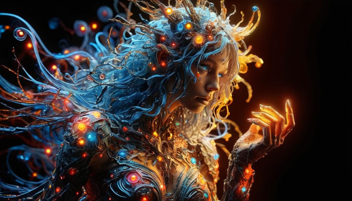 Neon Character Art in Surrealist Style