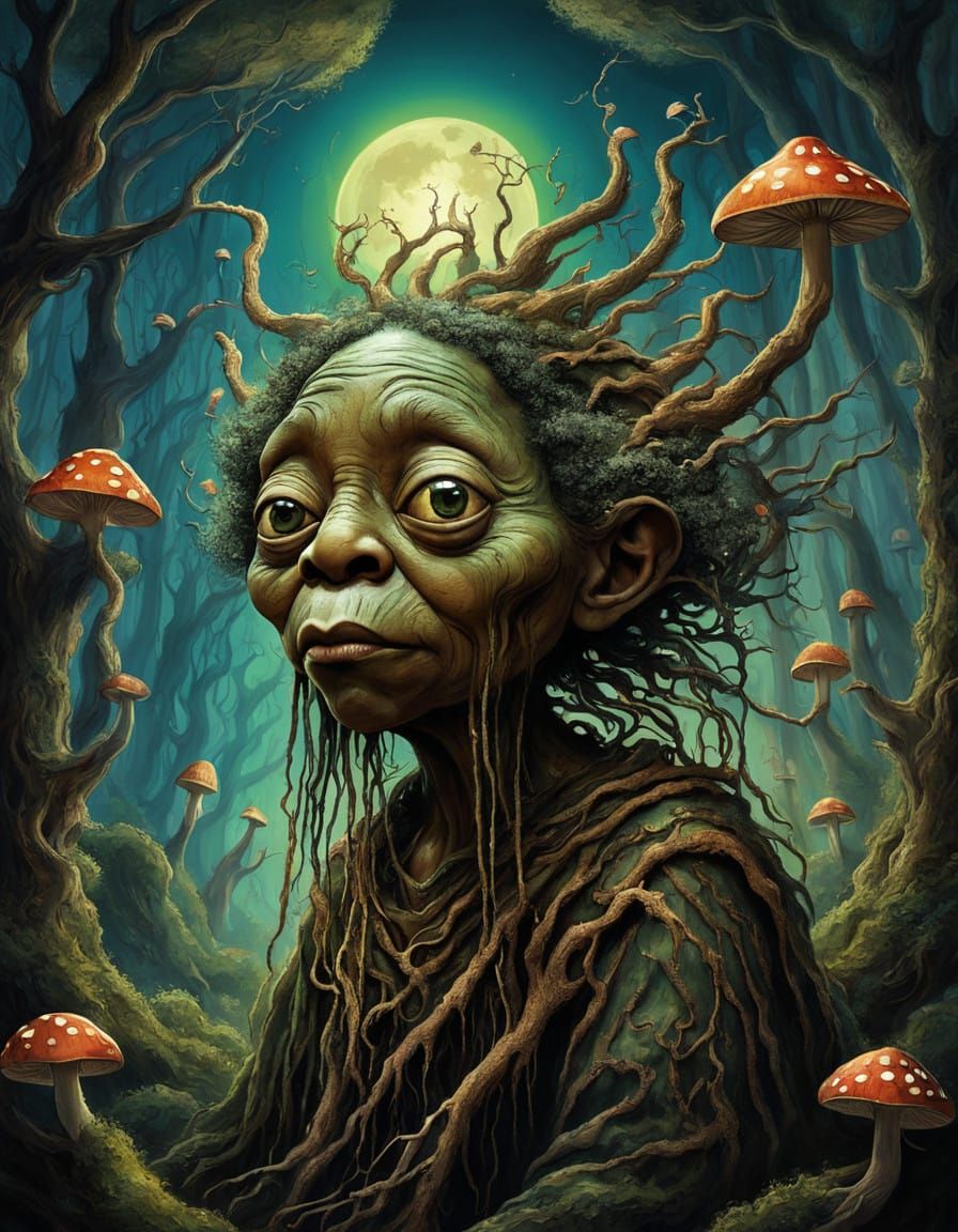 Whimsical Forest Being in Vibrant Colors