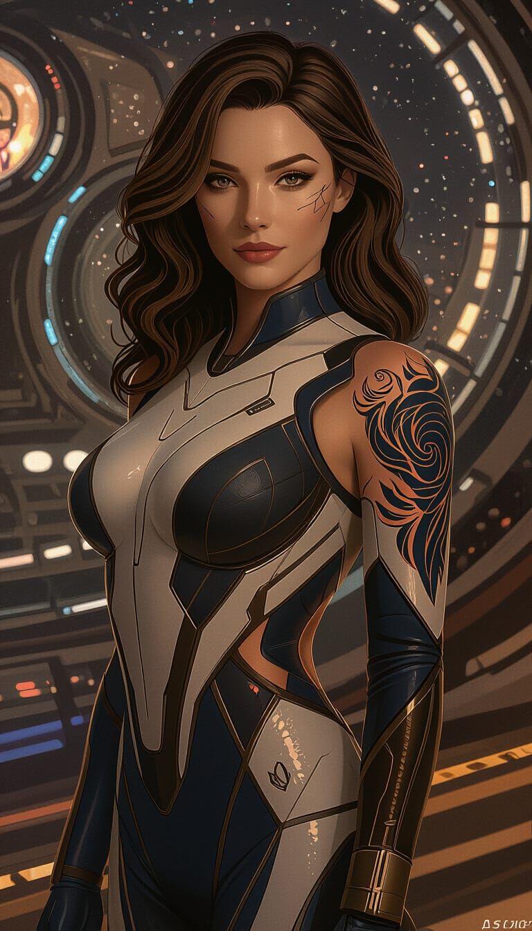 Astra: Confident Sci-Fi Heroine in Ultra-Detailed Style