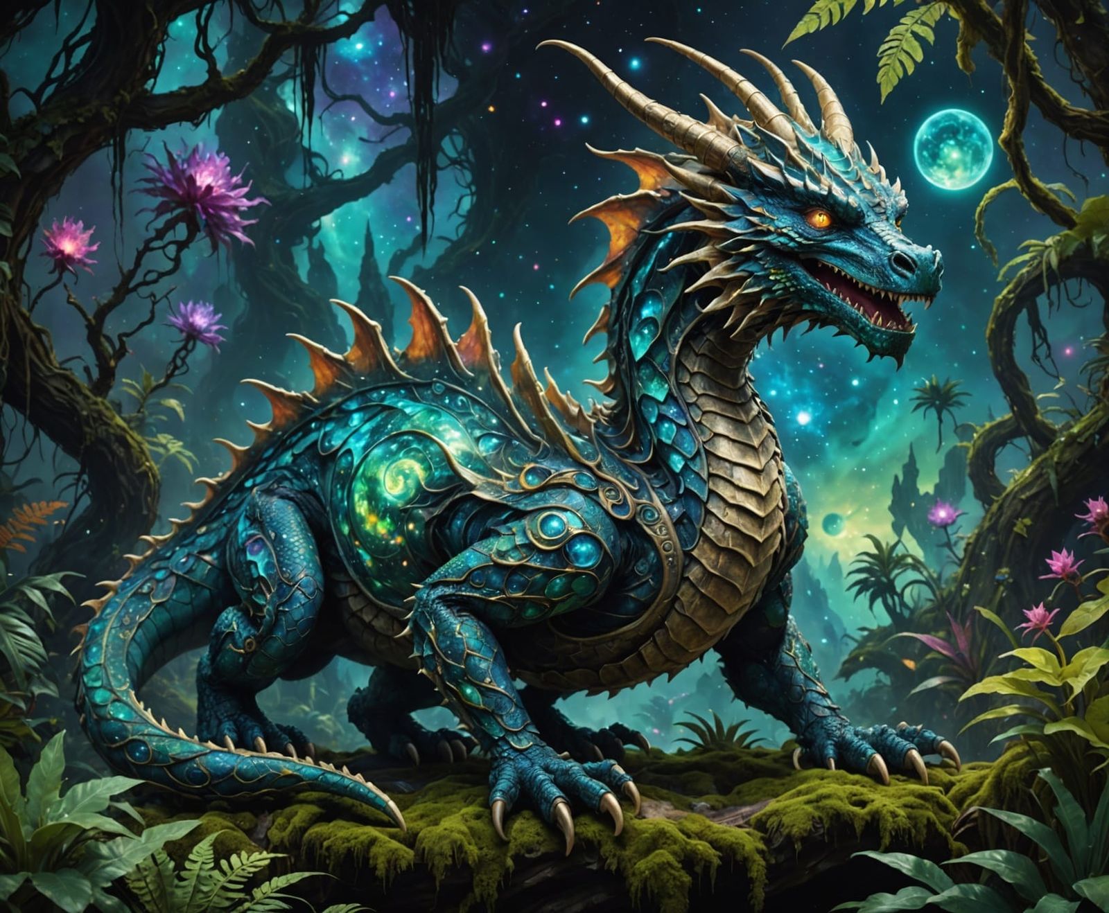 Cosmic Dragon in Alien Jungle
