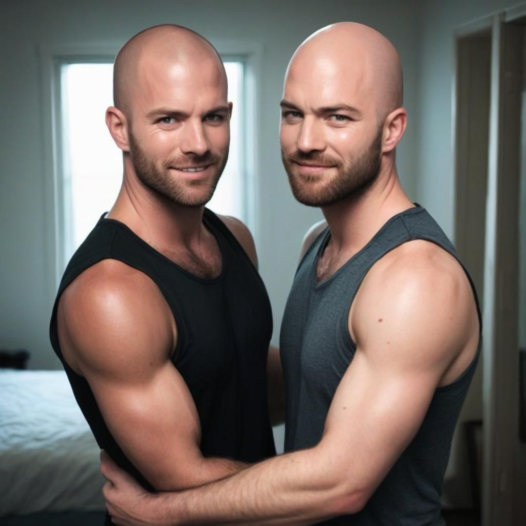 Handsome bald couple