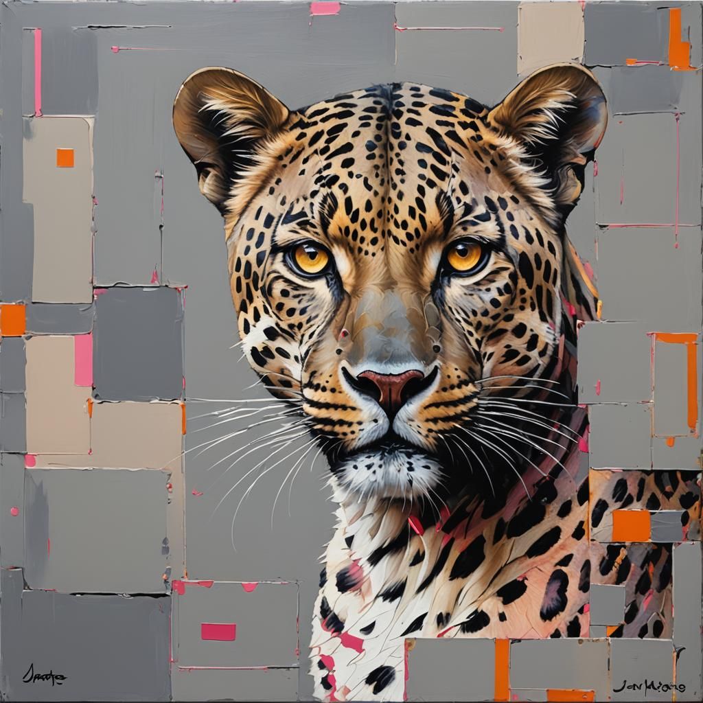 Abstract Leopard in Geometric Art Style