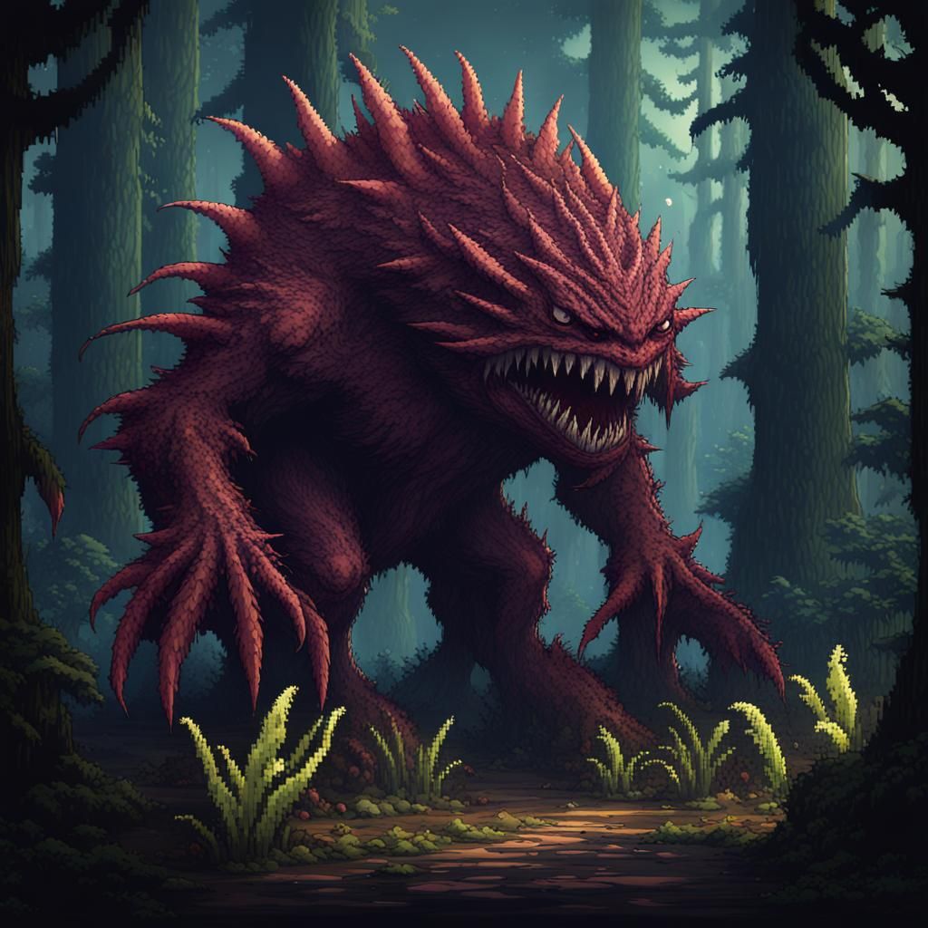 16-bit Carnivorous Plant Monster in Pixel Art