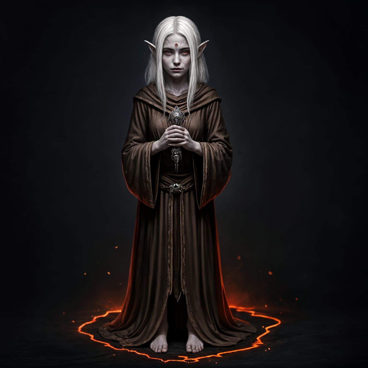 Young Drow Devotee with Lolth Totem