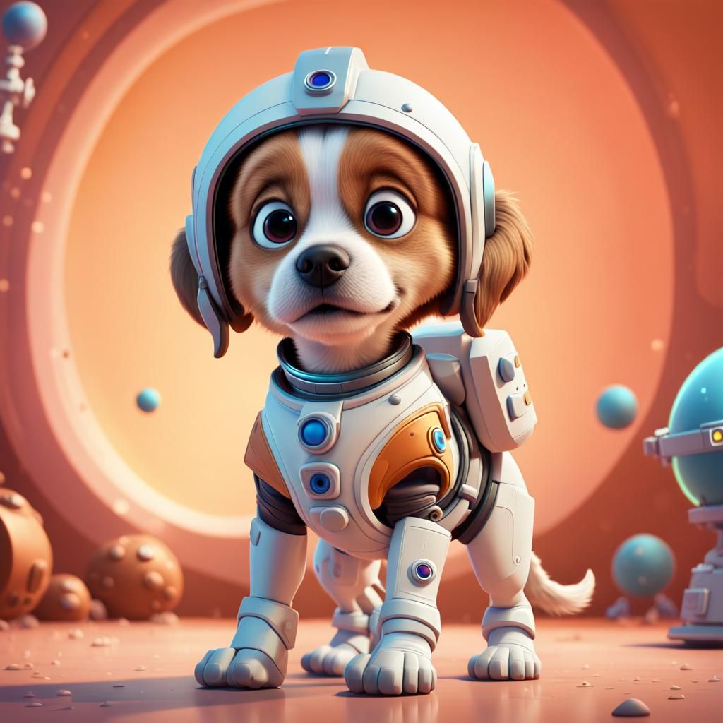 Astronaut Dog in 3D Digital Art Style