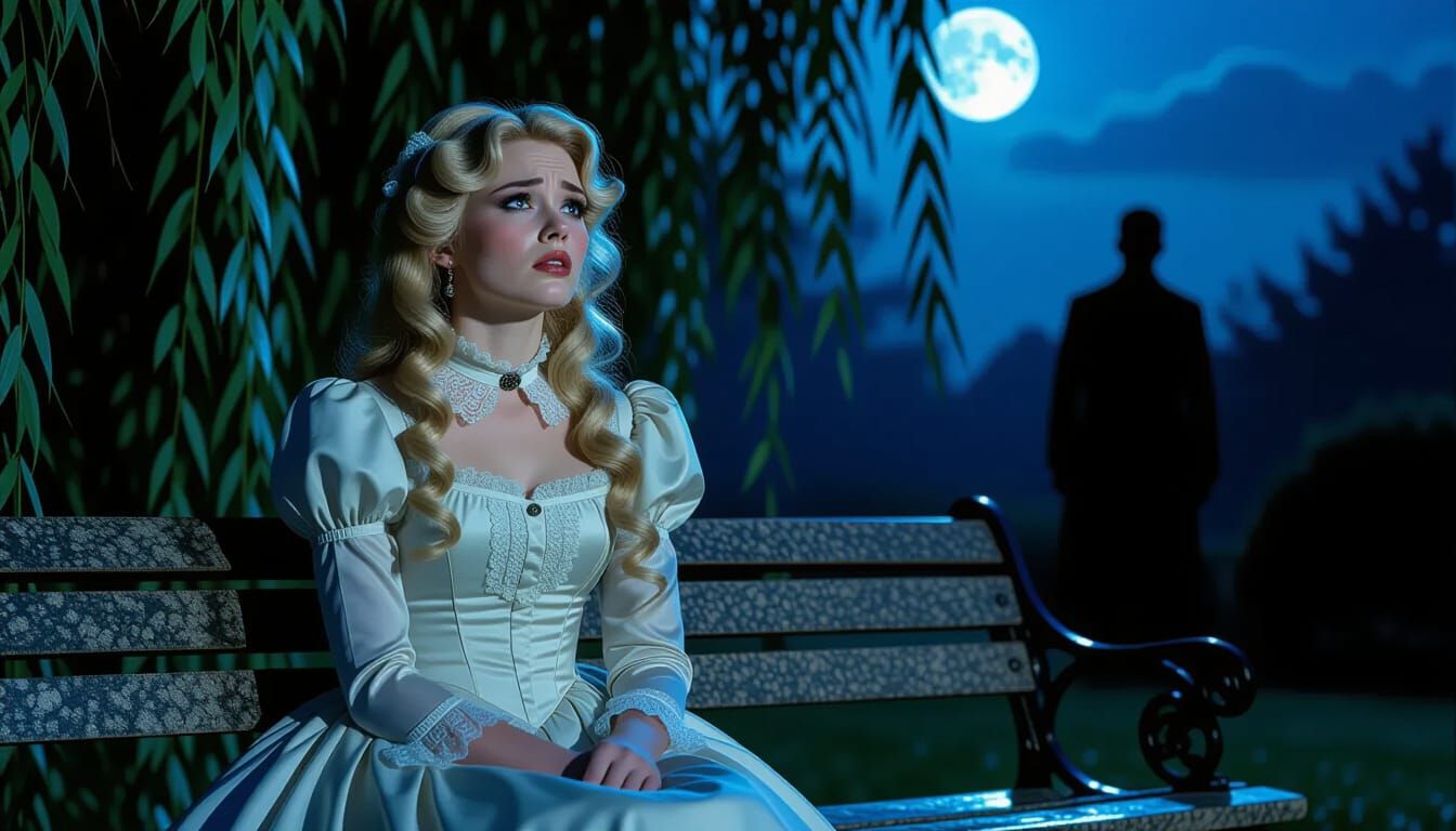 Victorian Woman in Moonlight: 80s Slasher Style