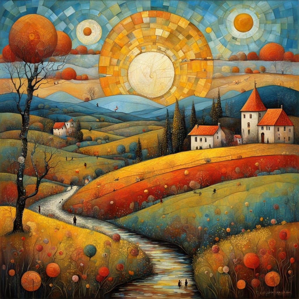 Naive Textured Encaustic Painting