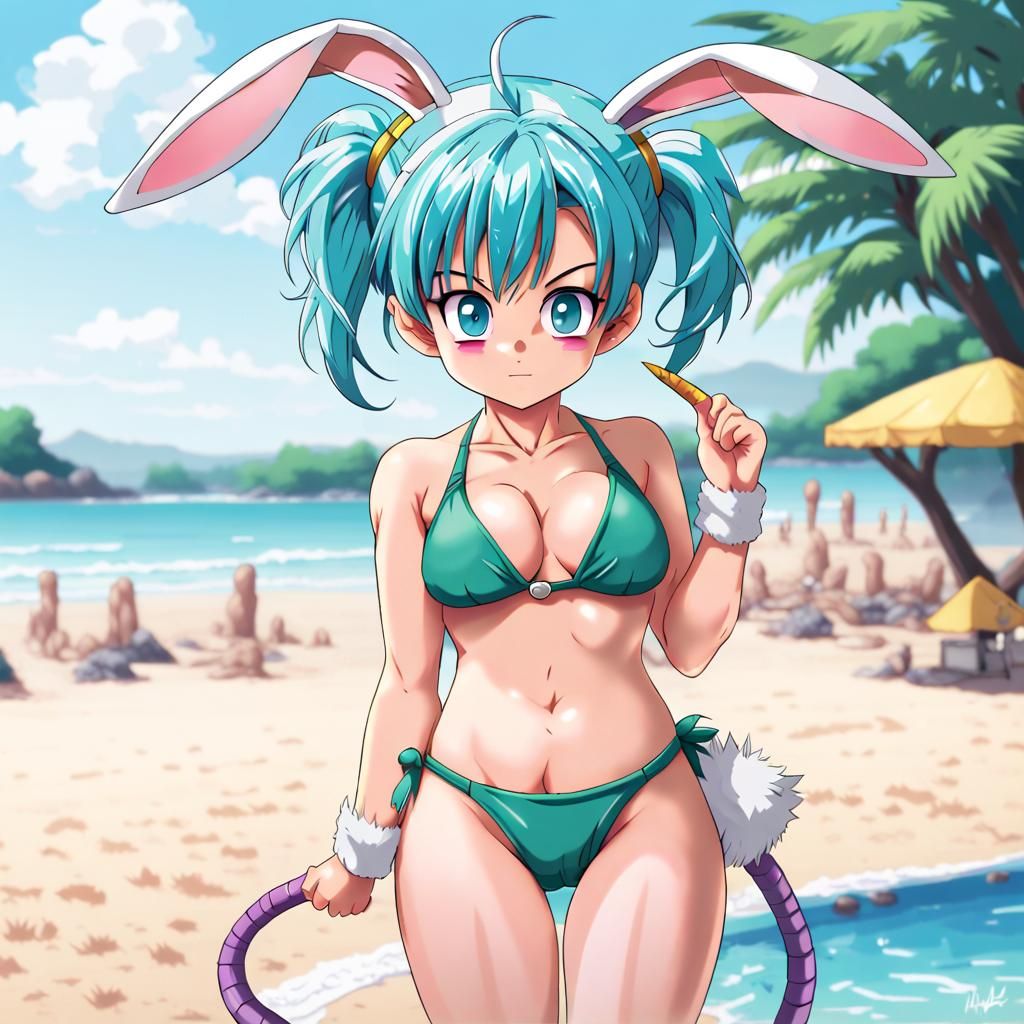 Bulma Bunny Girl in Anime Key Visual Style