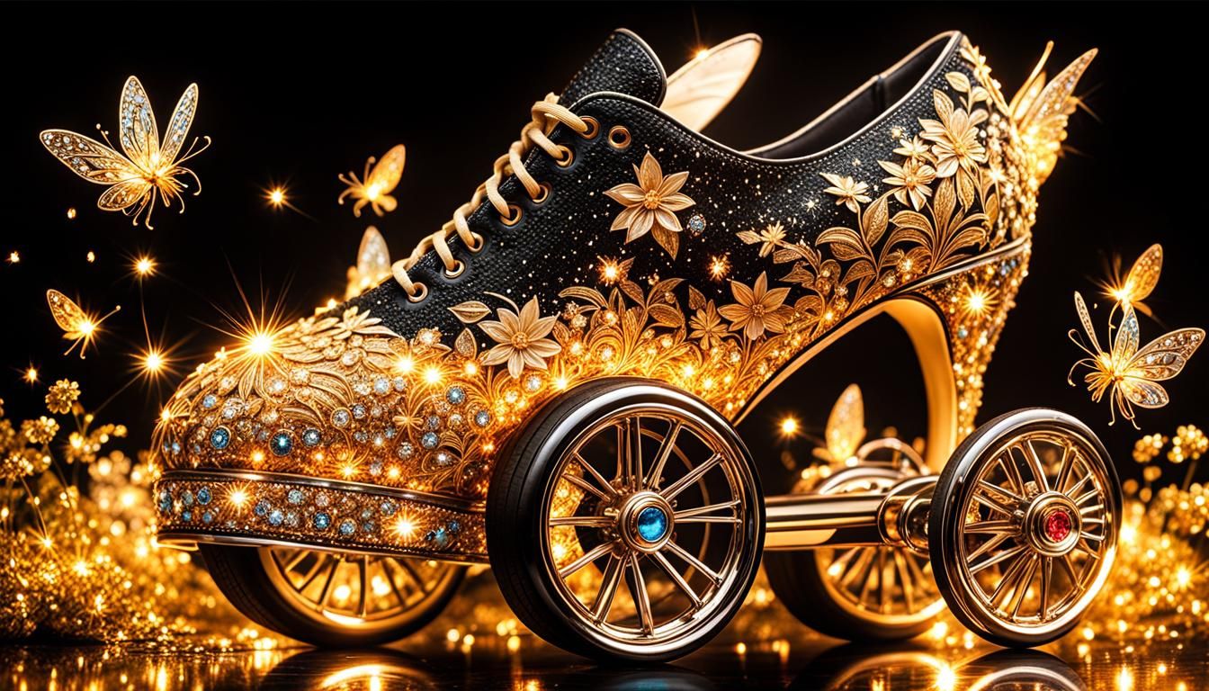 Shoes with Car Wheels in Cinematic Lighting