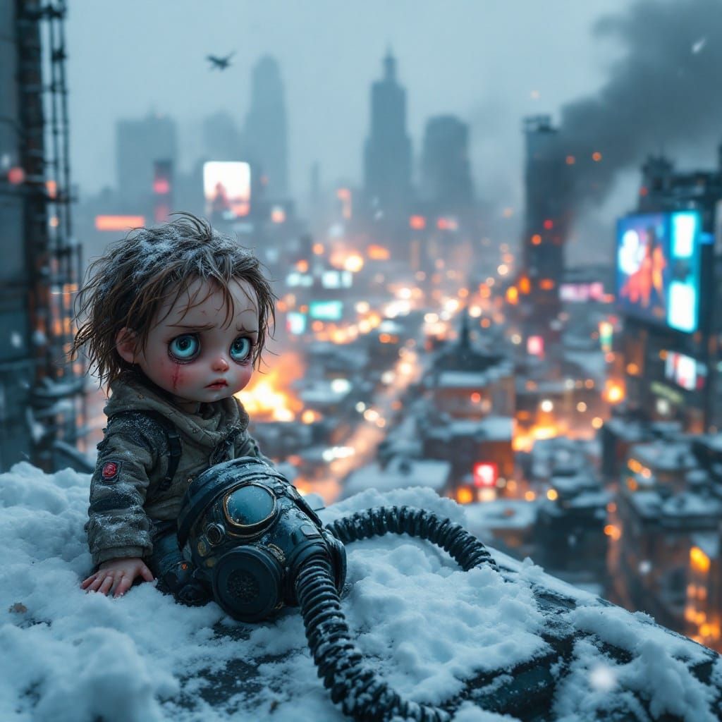 Harsh Winter in a Futuristic Postapocalyptic City