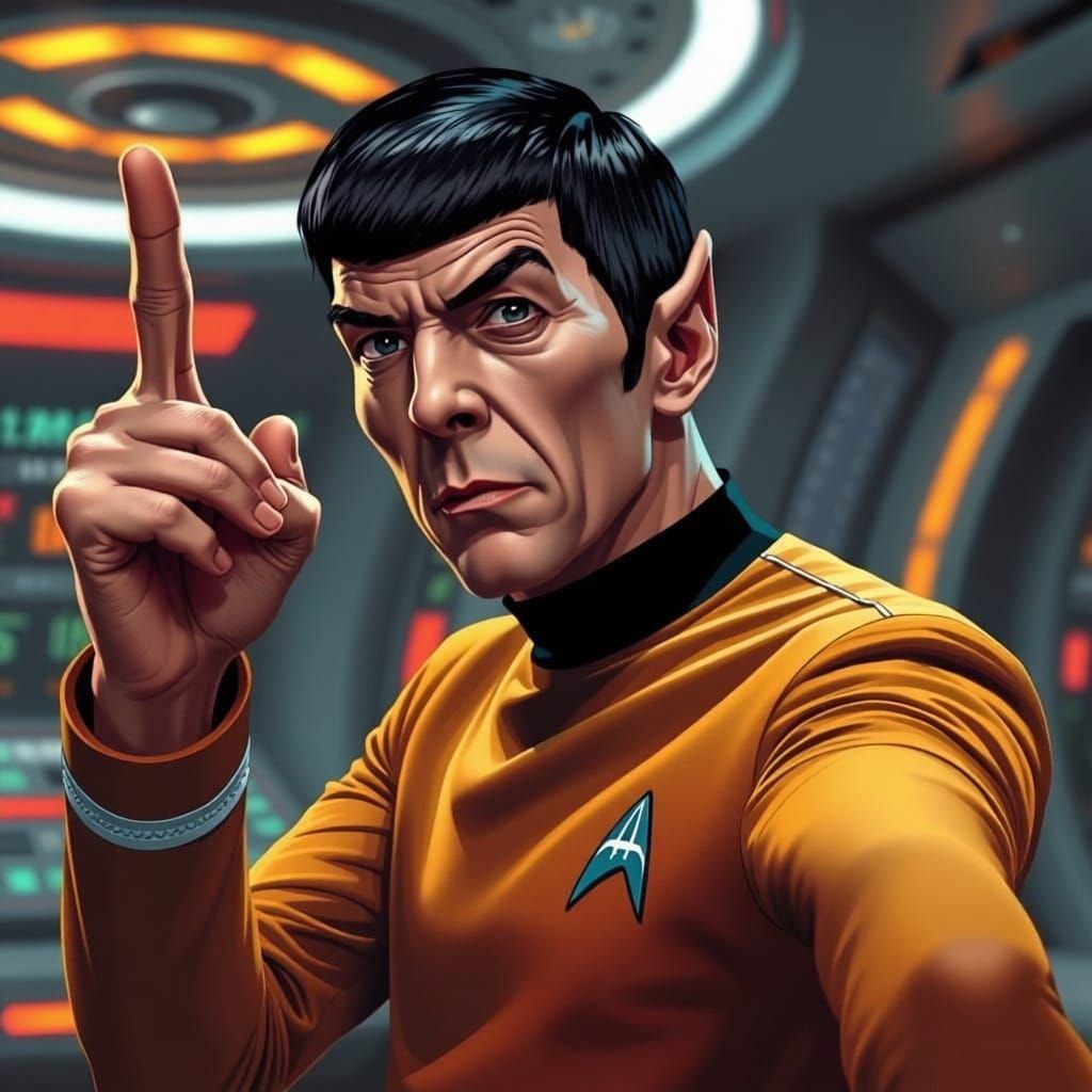Futuristic Spock Defies Logic with Bold Gesture
