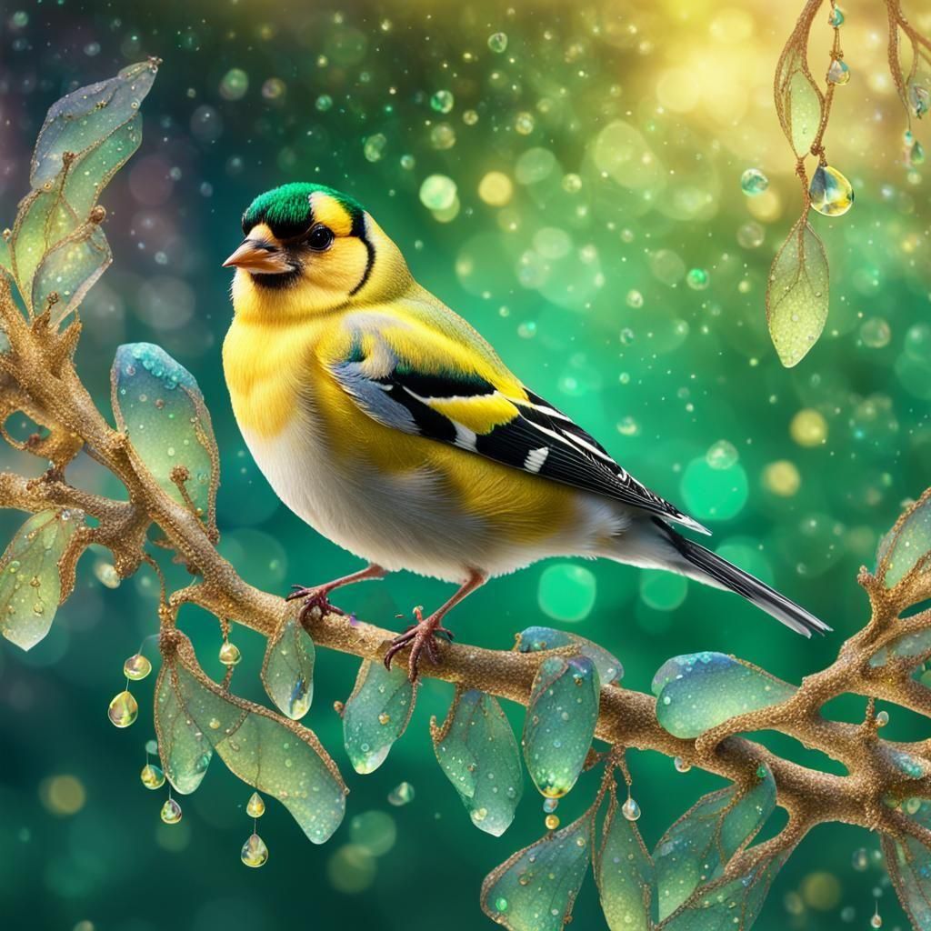 Detailed Goldfinch Bird Digital Painting