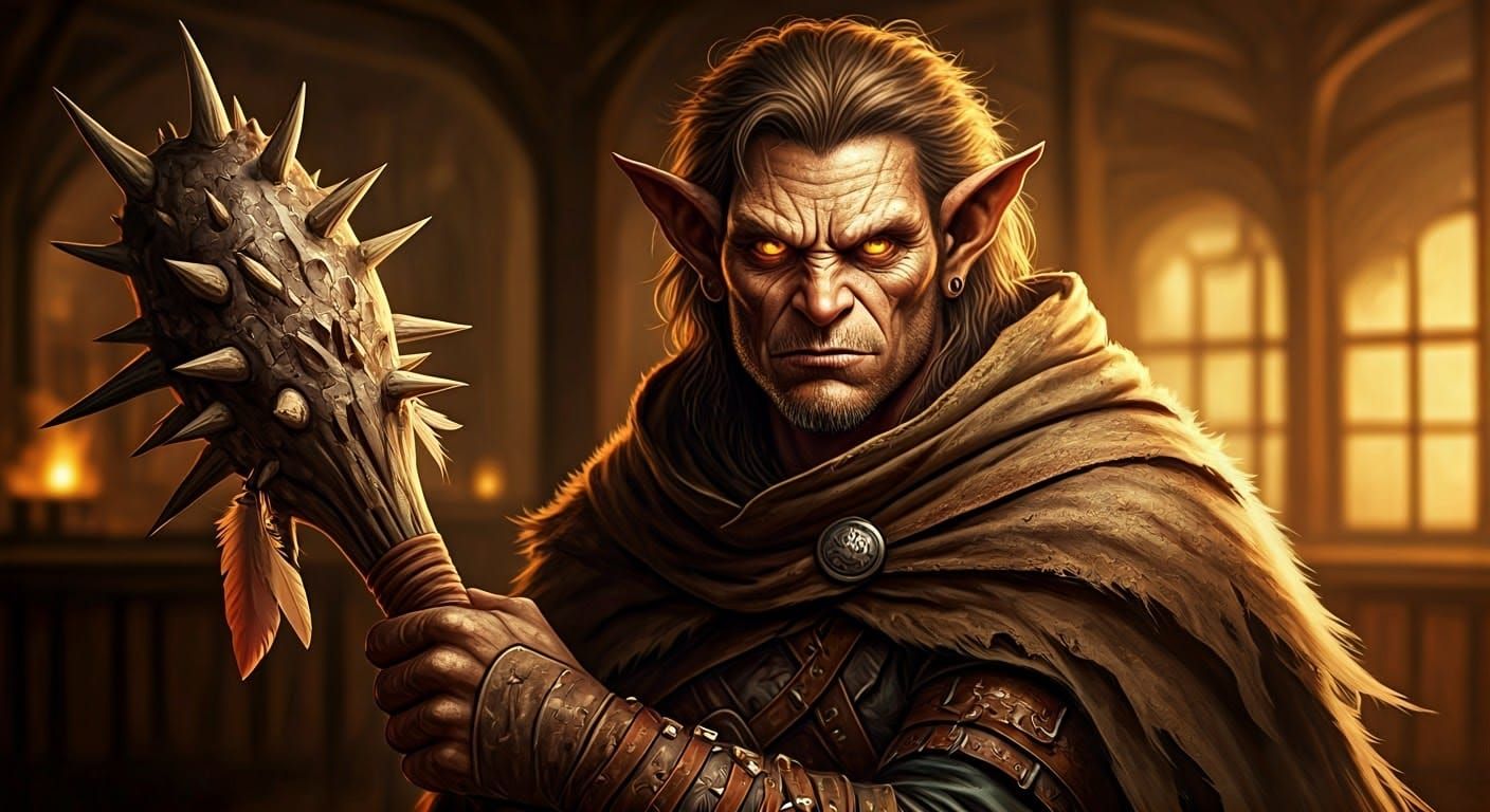 Fantasy Hobgoblin Ranger with Golden Eyes and Greatclub in C...