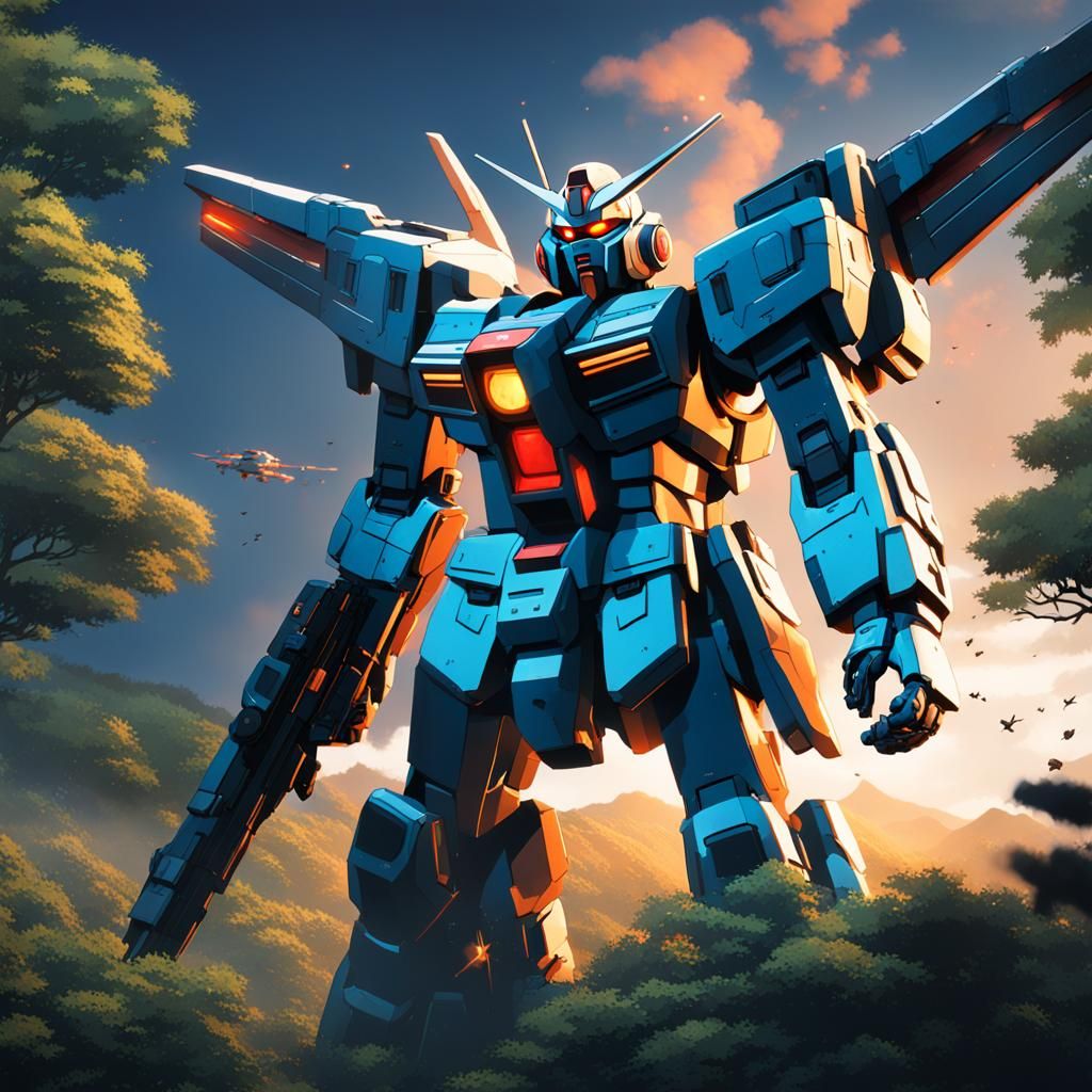 Gundam in Studio Ghibli Anime Style