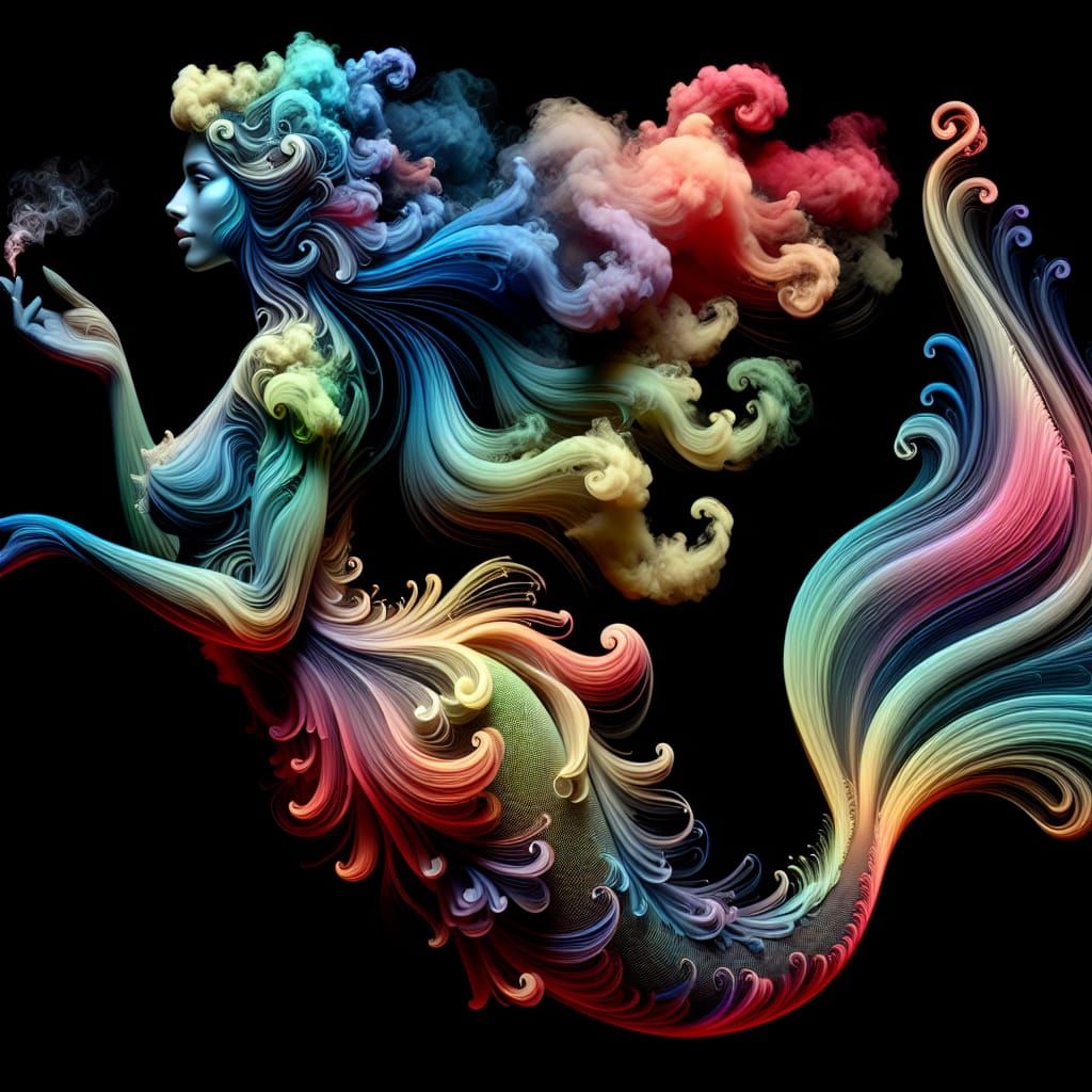 Vibrant Smoke Mermaid in High-Definition 3D