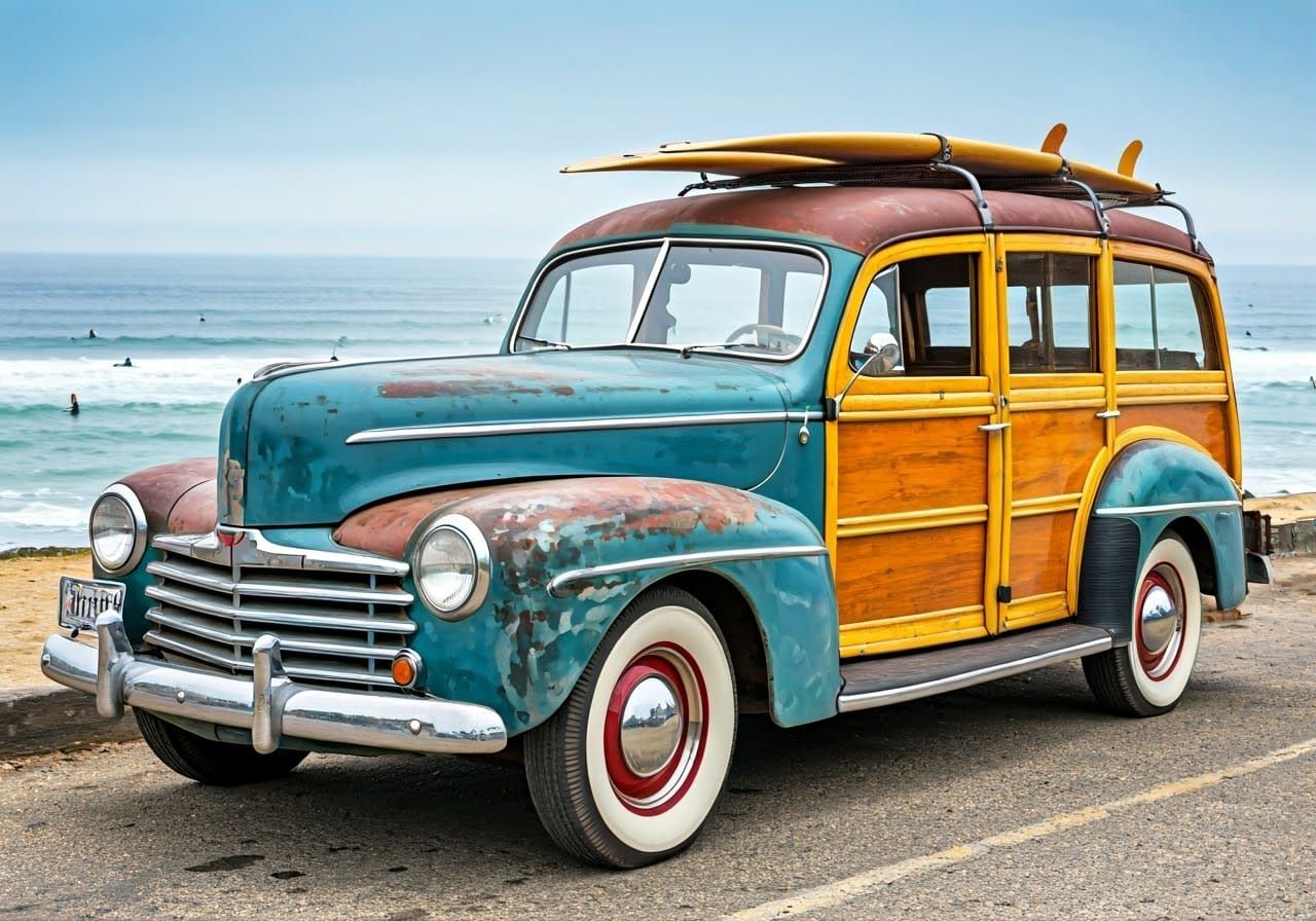 Vintage Surf Culture Classic Woody Wagon
