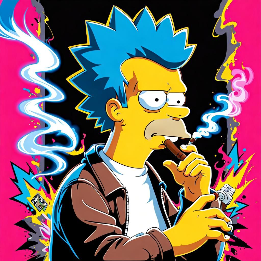 Bart Simpson Smoking: Graffiti-Style Art