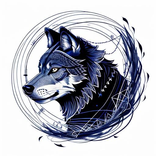 Wolf Scribble Art Pen Drawing