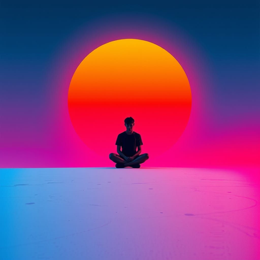 Ethereal Futuristic Landscape with Triadic Colors