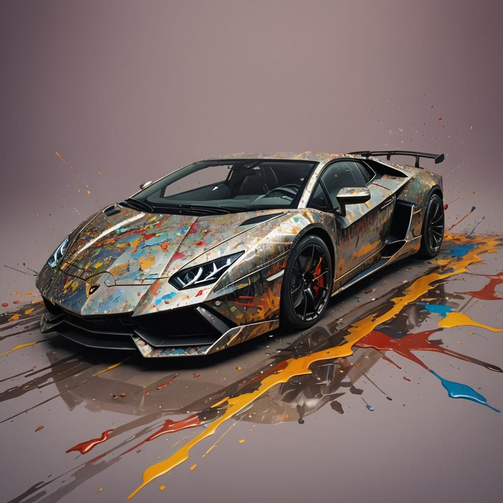 Hyperrealistic Lamborghini Splash Art Concept