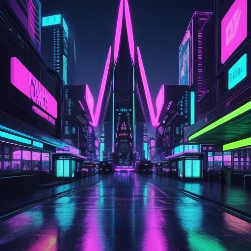 Synthwave Cityscape at Dusk in Vibrant Digital Art