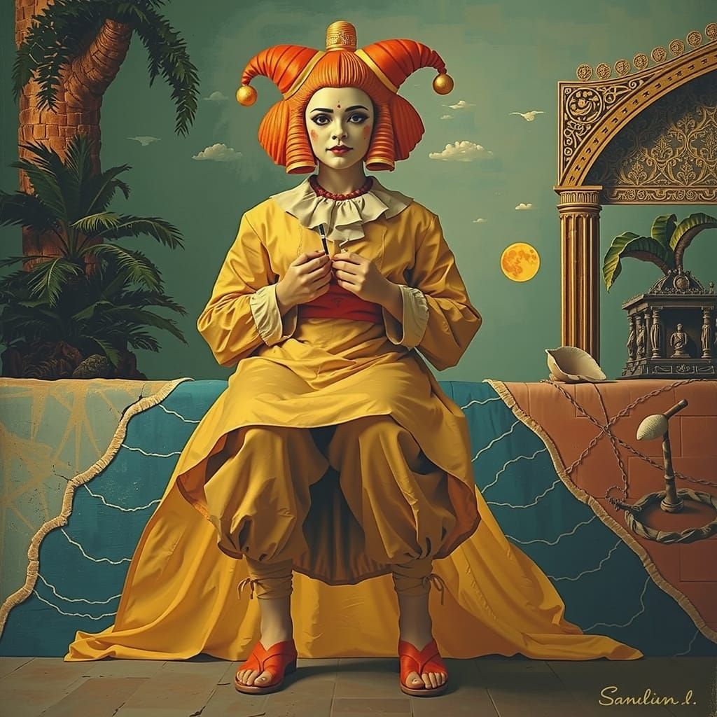 Abstract Portrait of a Woman in Monochromatic Style