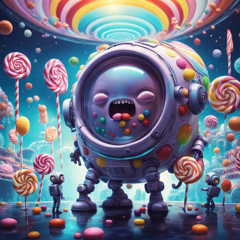 Candyland Sci-Fi Scene in Digital Illustration Style