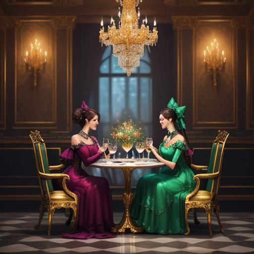 Dogs on a Date in Lavish Fantasy Restaurant