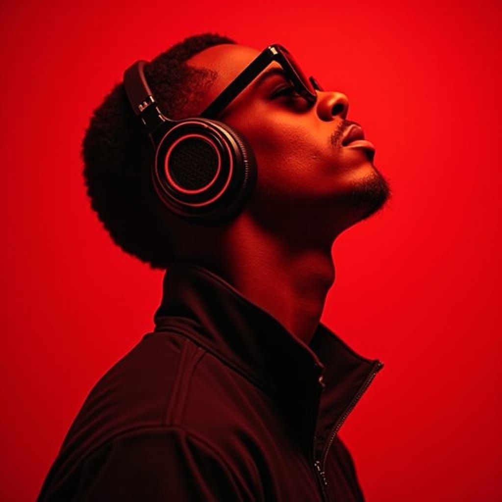 Hip-Hop Music Scene in Vibrant Red Hues