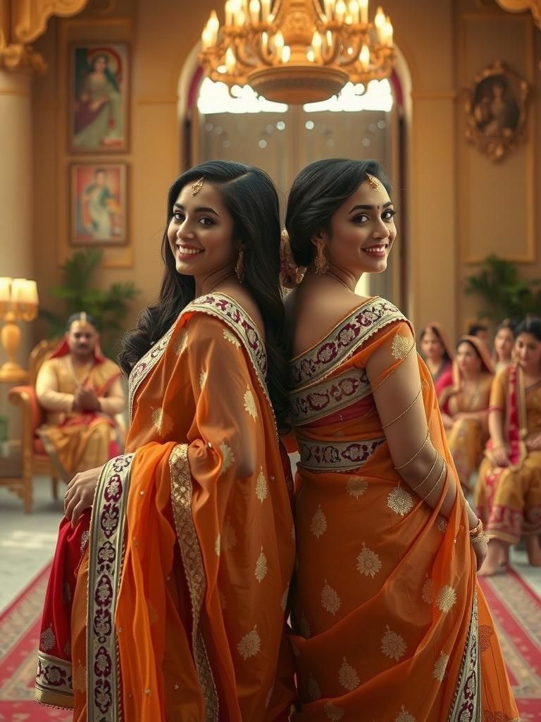 Opulent Indian Queens in a Cinematic Film Still