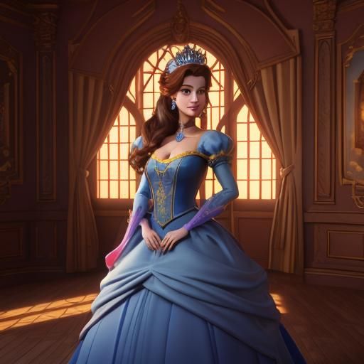 Gorgeous Princess Belle Portrait in 3D Digital Art