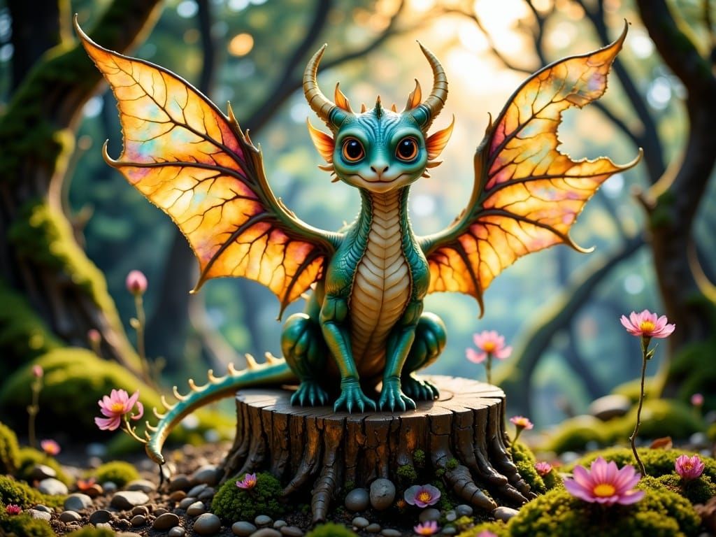 Dragon in Magical Forest: Fantasy Art