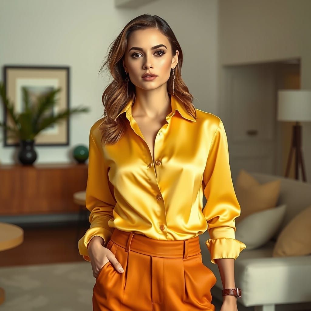 Elegantly Dressed Woman in Modernist Interiors