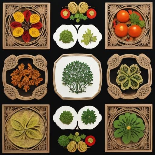 Autumn Harvest Vegetable Collage in Mixed Media